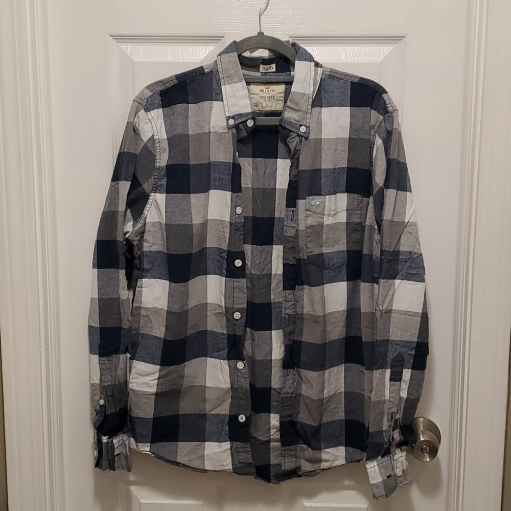Hollister blue and white button down